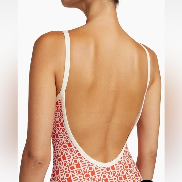 Moncler Orange Logo Scoopback One-Piece Swimsuit Size Medium NWT - Picture 6 of 15